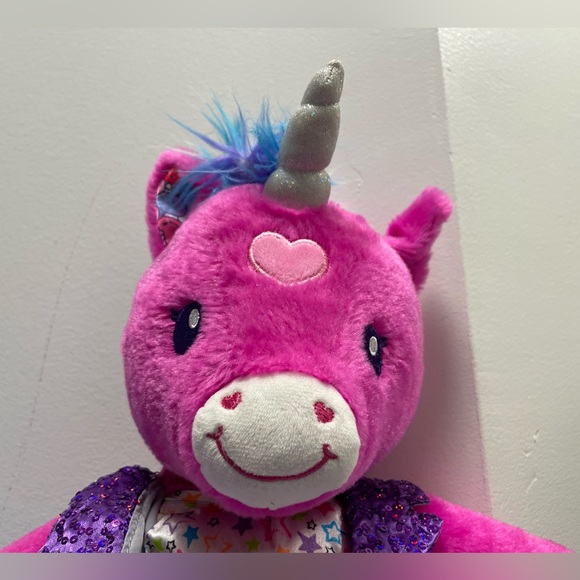 Large Plush Build a Bear Pink Unicorn Stuffed Animal Girl Power BFF XOXO - Picture 5 of 9